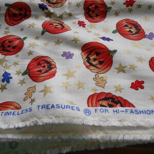 Halloween Jack O Lantern Pumpkin Fabric and Autumn Harvest Fabric  both are new